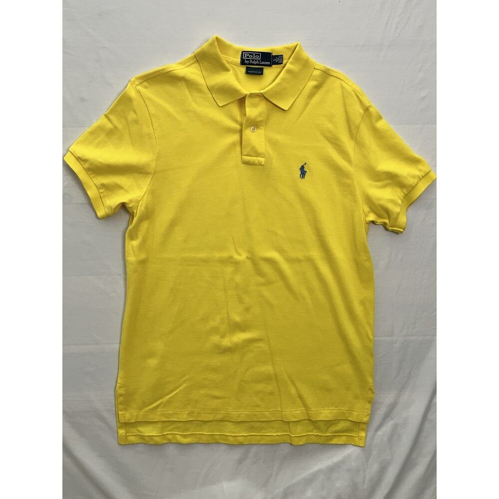 Polo Ralph Lauren Polo Shirt Mens L Yellow Custom Fit Short Sleeve Pony